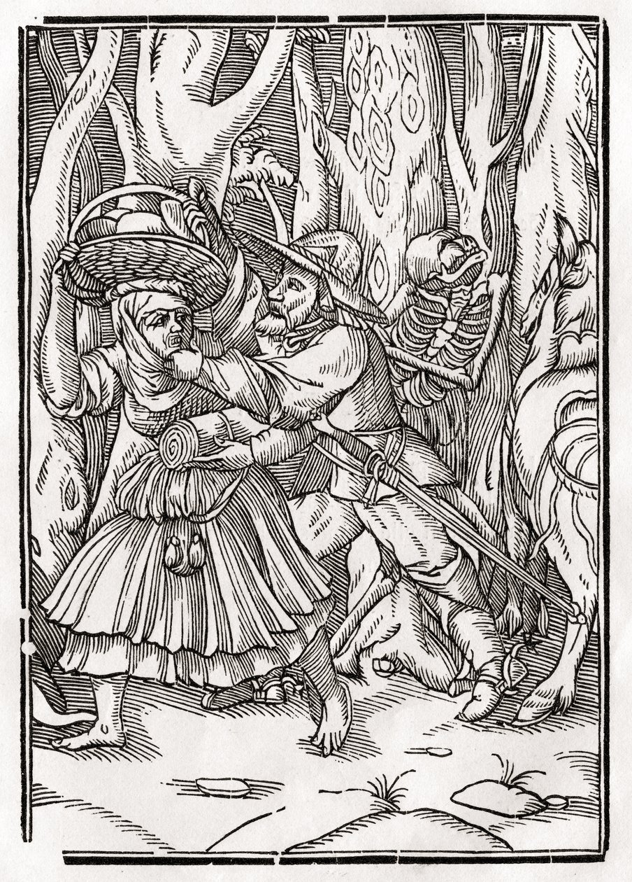 A halál jön a rablóért, a „Der Todten Tanz”-ból, Bázel, 1843 alkotó: Hans Holbein der Jüngere