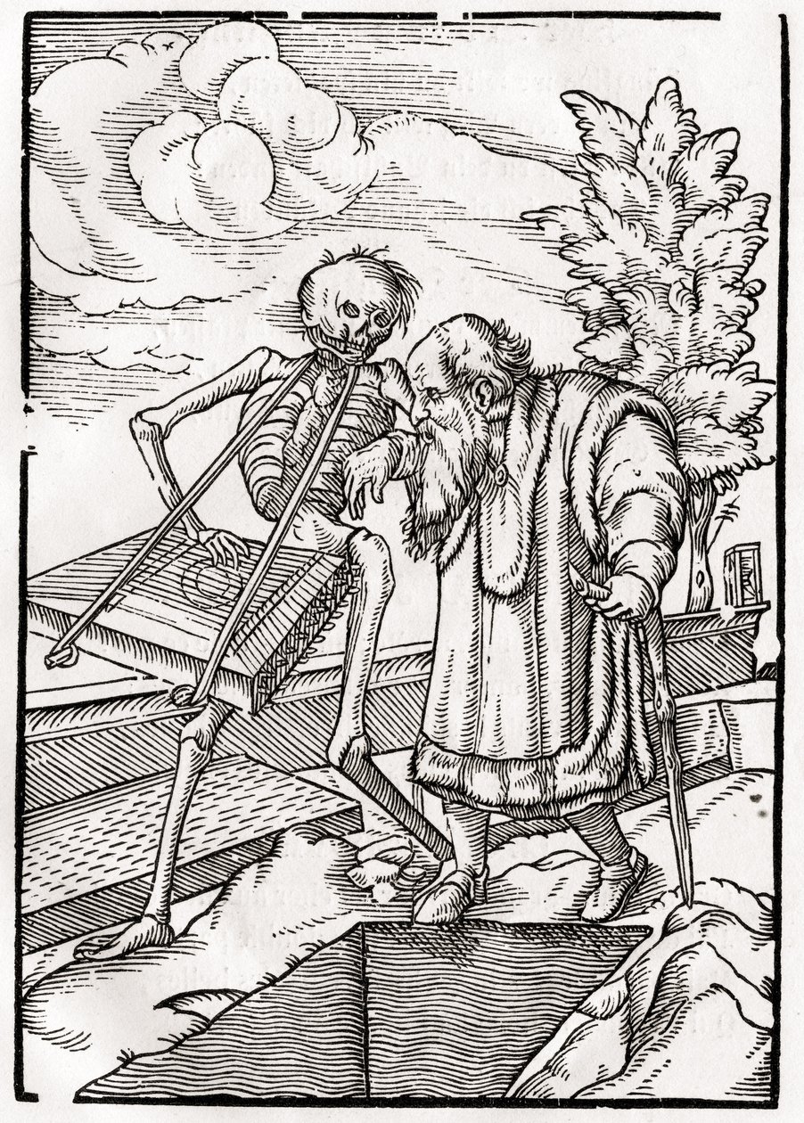 A halál jön az öregre, vagy a remetére, a „Der Todten Tanz”-ból, Bázel, 1843 alkotó: Hans Holbein der Jüngere