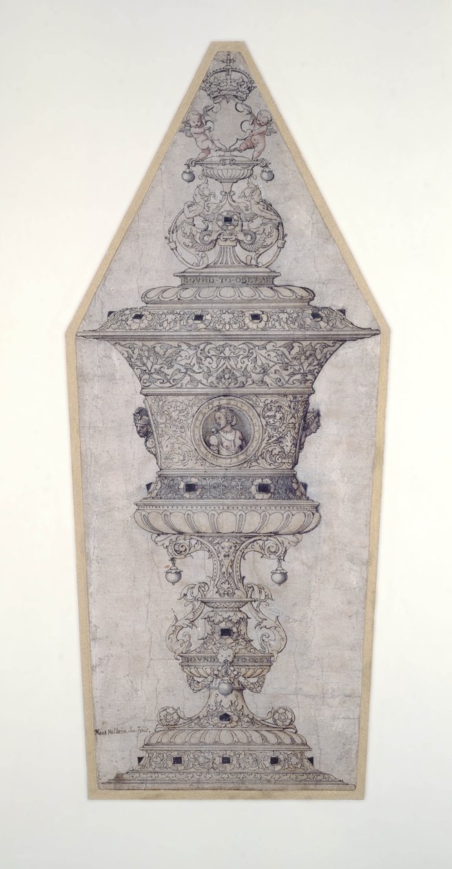 A Jane Seymour Gold Cup tervezése (toll, tinta és arany papíron) alkotó: Hans Holbein der Jüngere