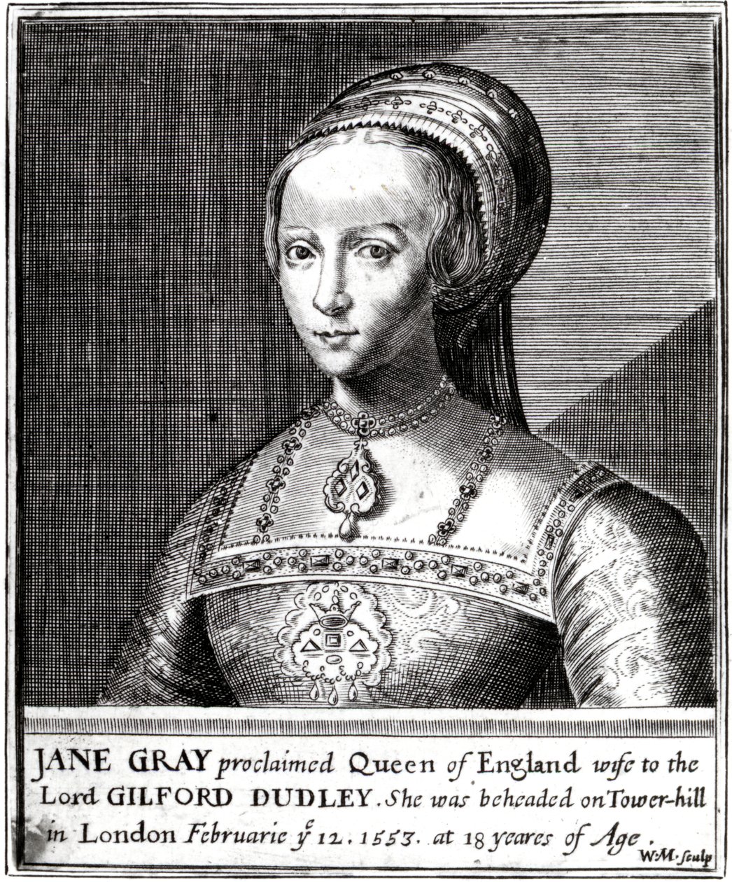 Jane Gray, William Marshall metszet, 1648 alkotó: Hans Holbein der Jüngere