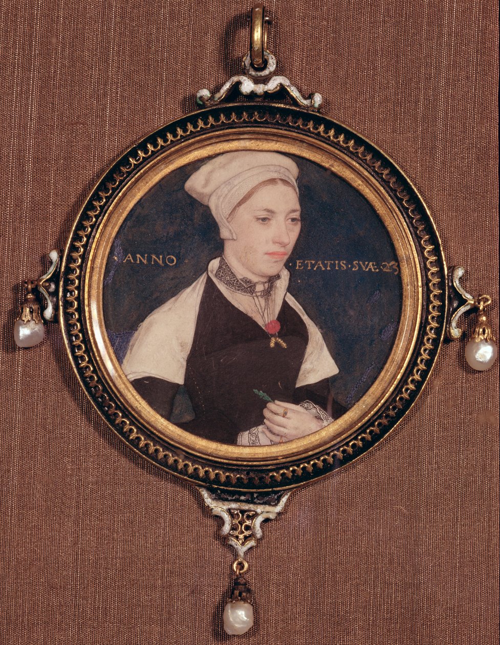 Jane Small miniatűr portréja, korábban Mrs. Robert Pemberton néven, 1540 körül (játékkártyára szerelt wc pergamen) alkotó: Hans Holbein der Jüngere