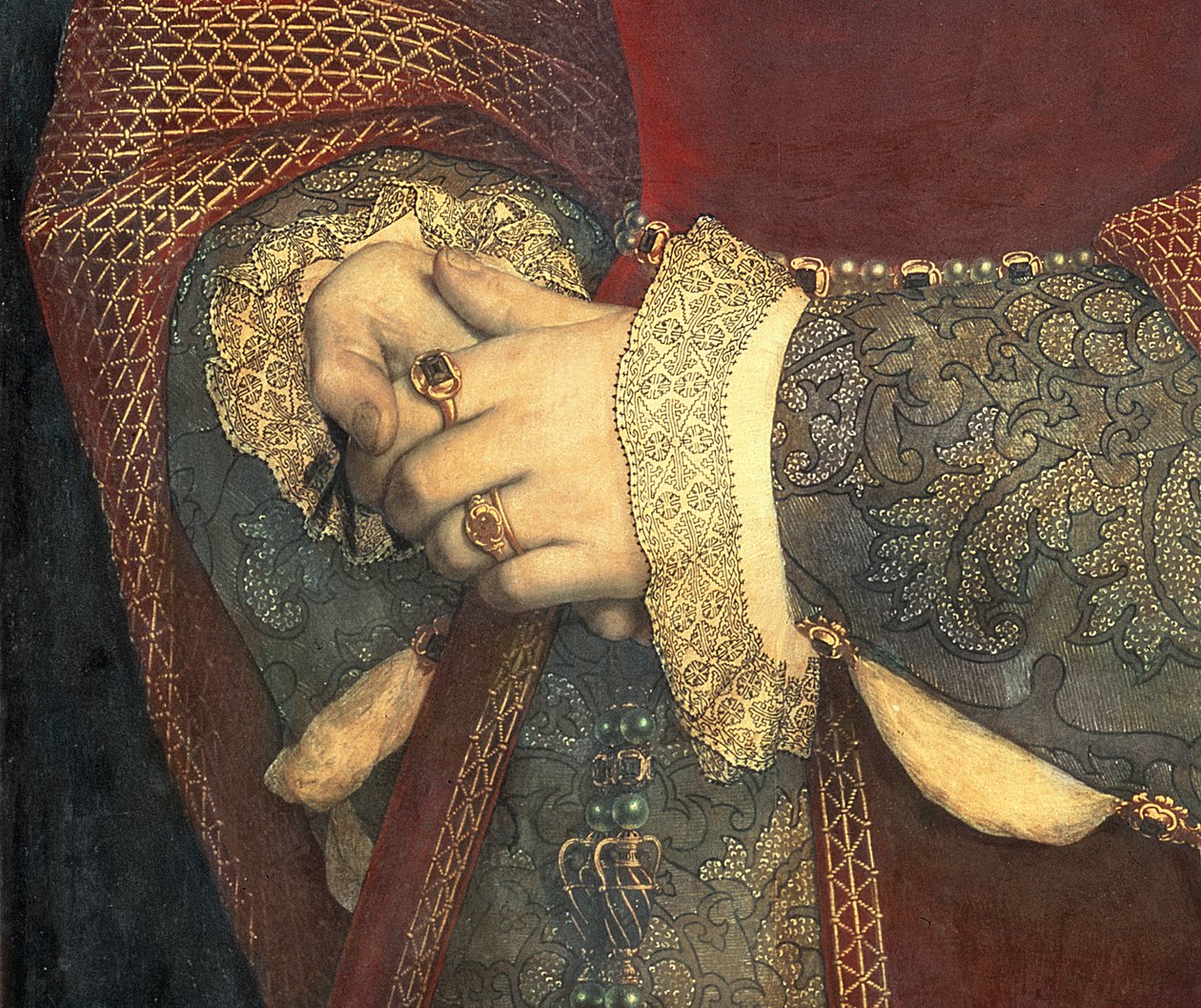 Jane Seymour portréja, 1536 (32610 részlet) alkotó: Hans Holbein der Jüngere