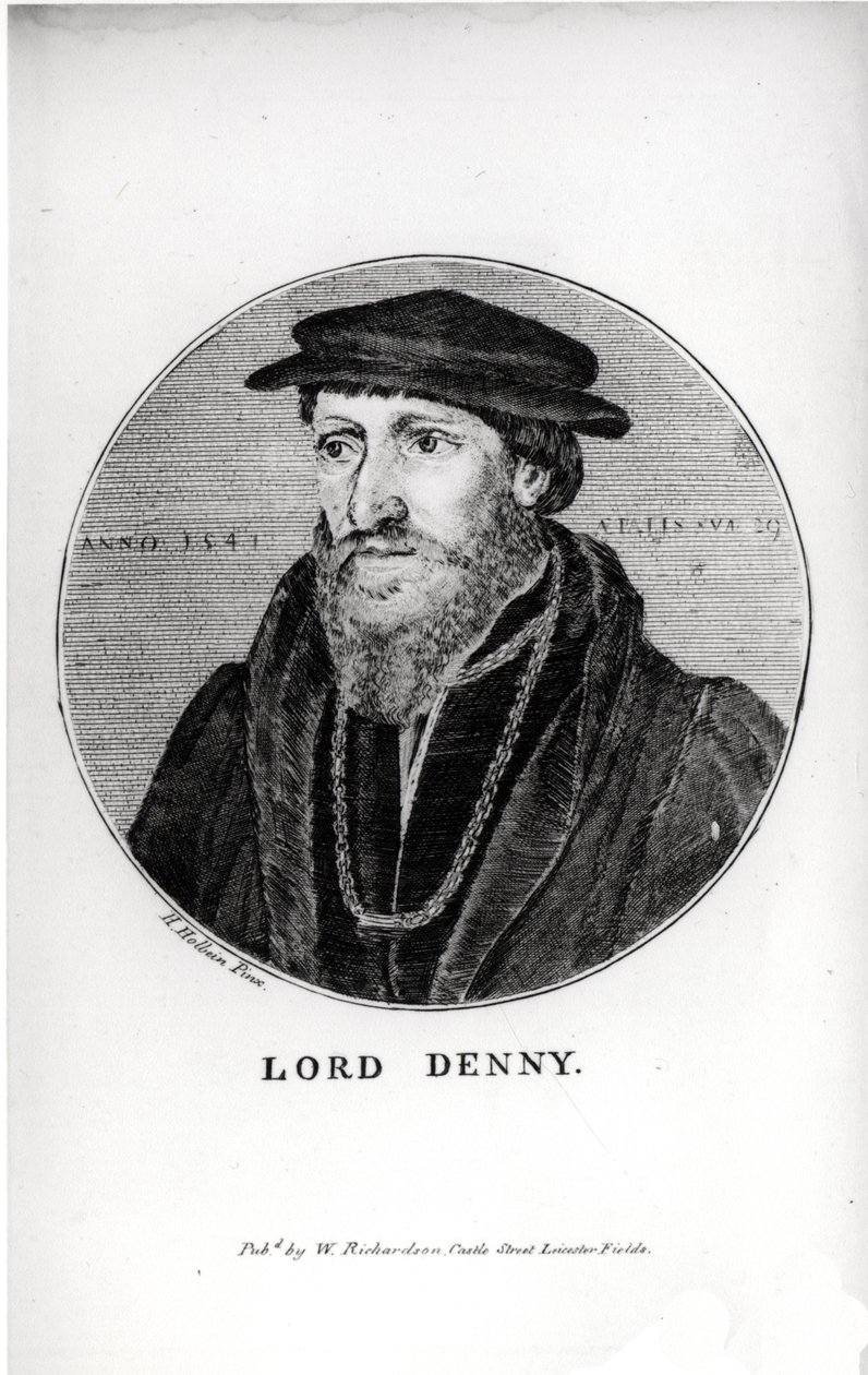 Sir Anthony Denny (1501-49) portréja 1541-ben, W. Richardson metszetében alkotó: Hans Holbein der Jüngere