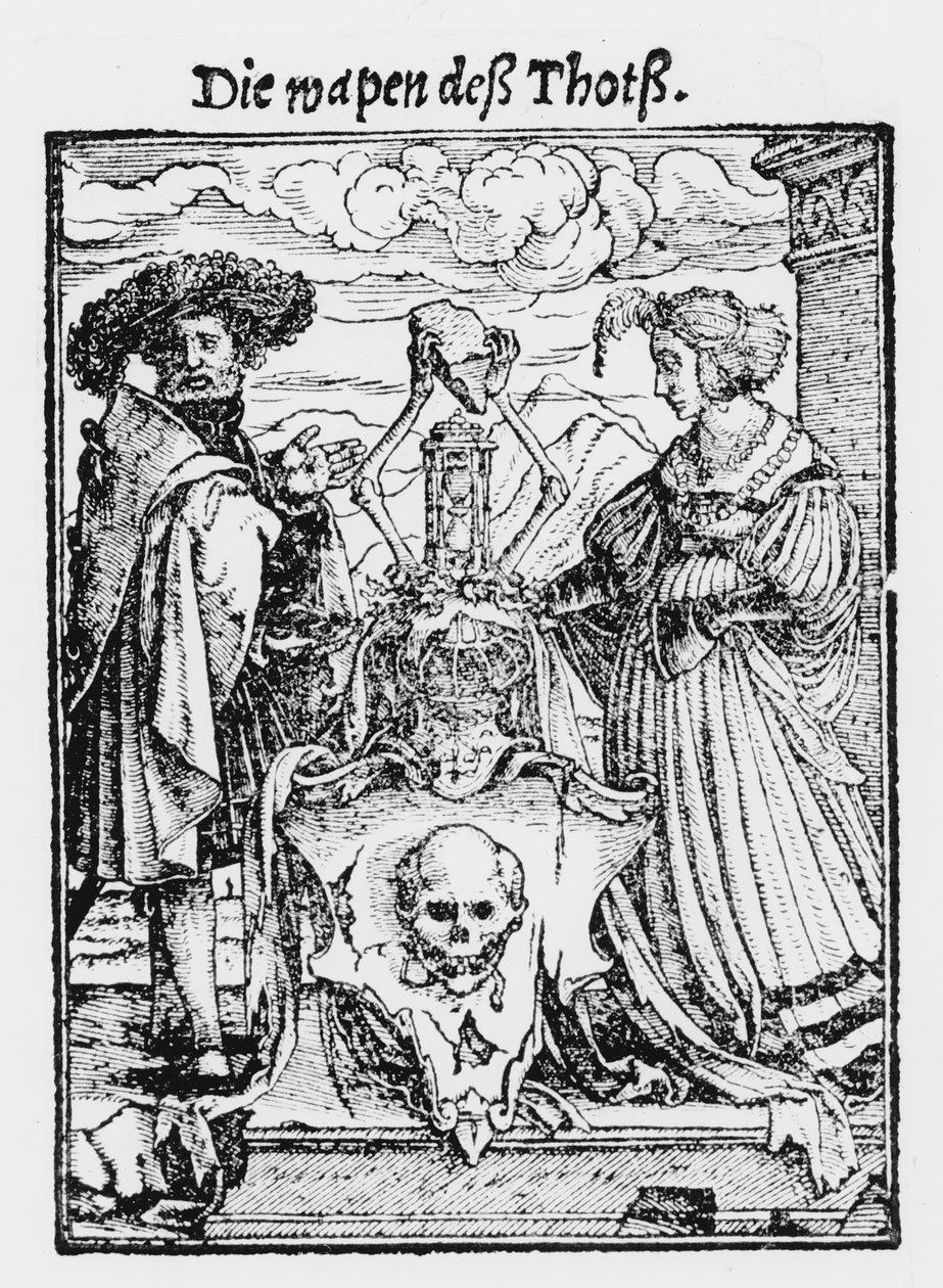 A halottak szelencéje, a "Haláltánc"-ból, Hans Lutzelburger metszete, 1538 körül alkotó: Hans Holbein der Jüngere
