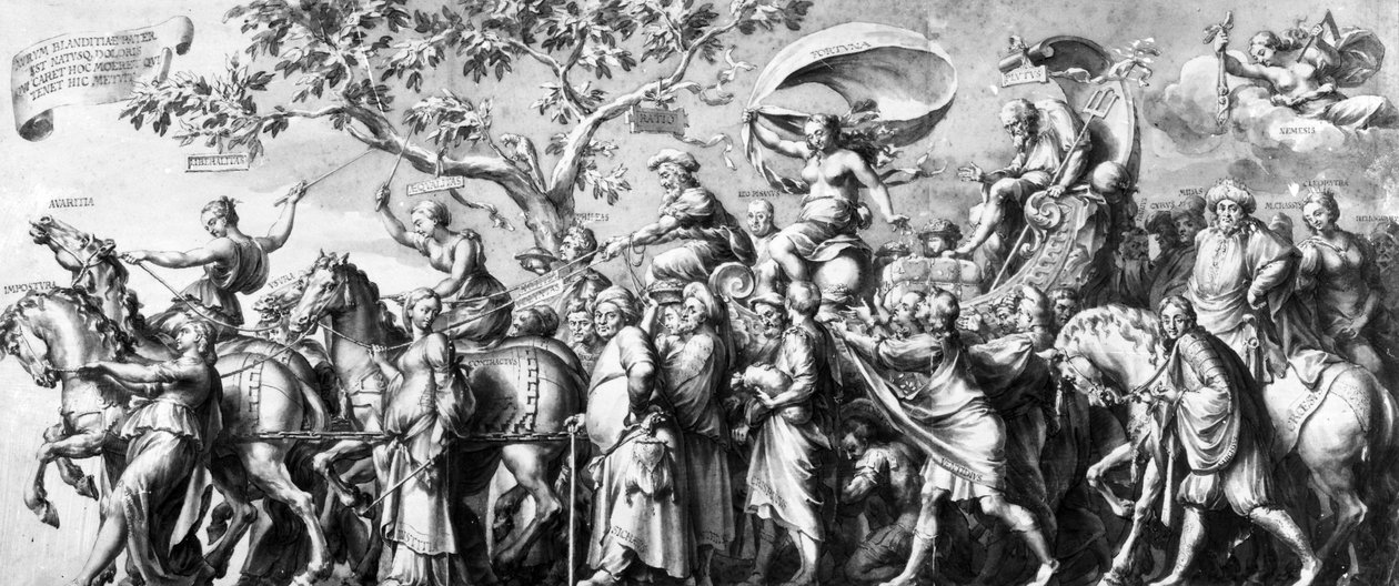 A gazdagság diadala, Jan de Bisschop rajza, 1650 körül (toll, tinta és mosás papíron) alkotó: Hans Holbein der Jüngere