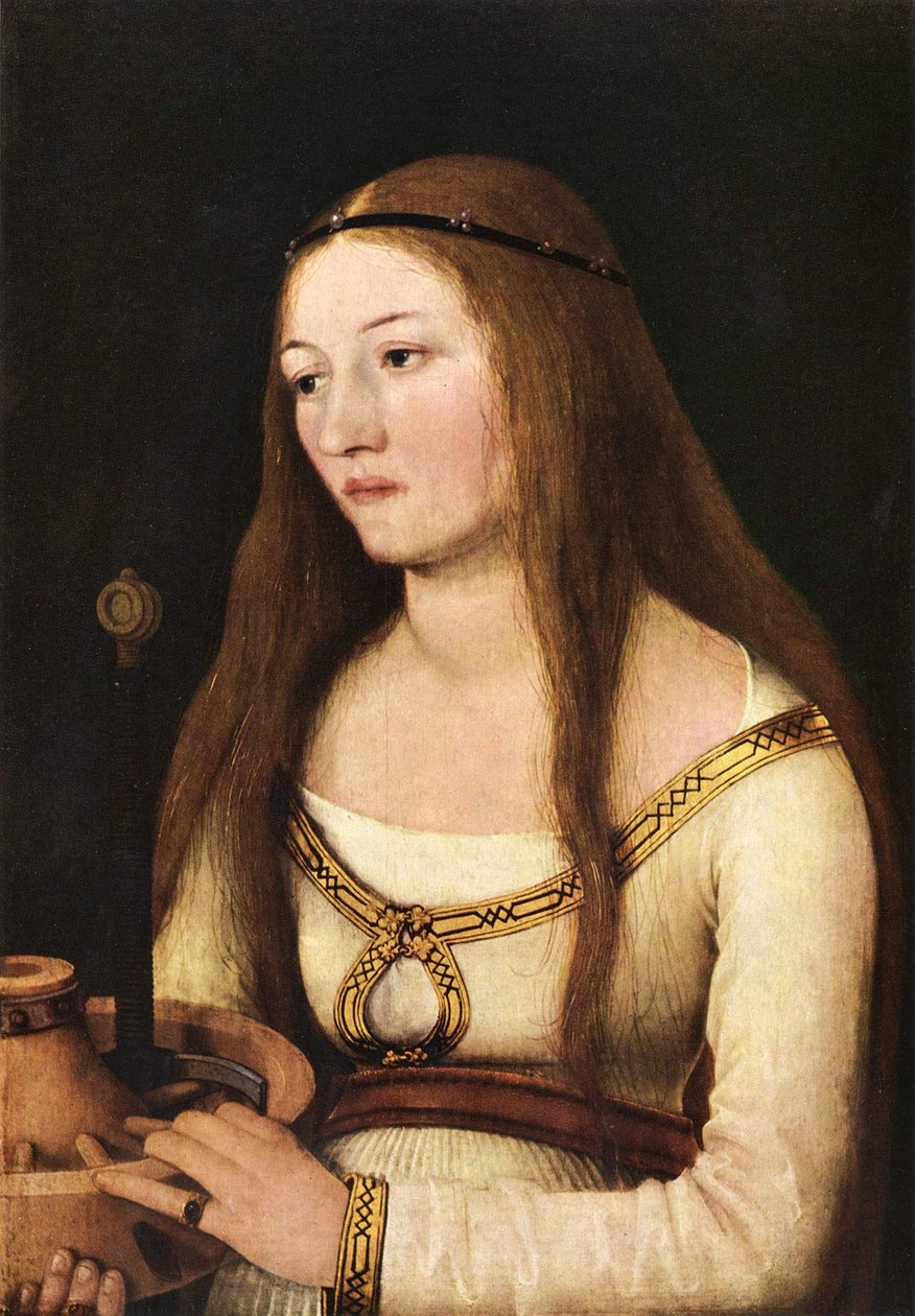 Katharina Schwarz névadó szentjének attribútumaival alkotó: Hans Holbein the Elder