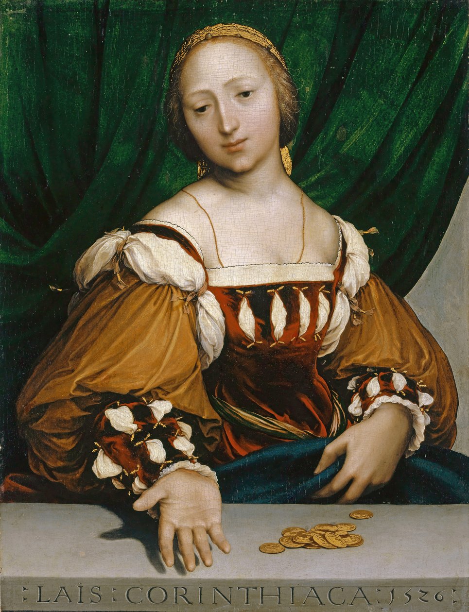 Korinthoszi Lais, 1526 (olaj, hársfa) alkotó: Hans Holbein der Jüngere