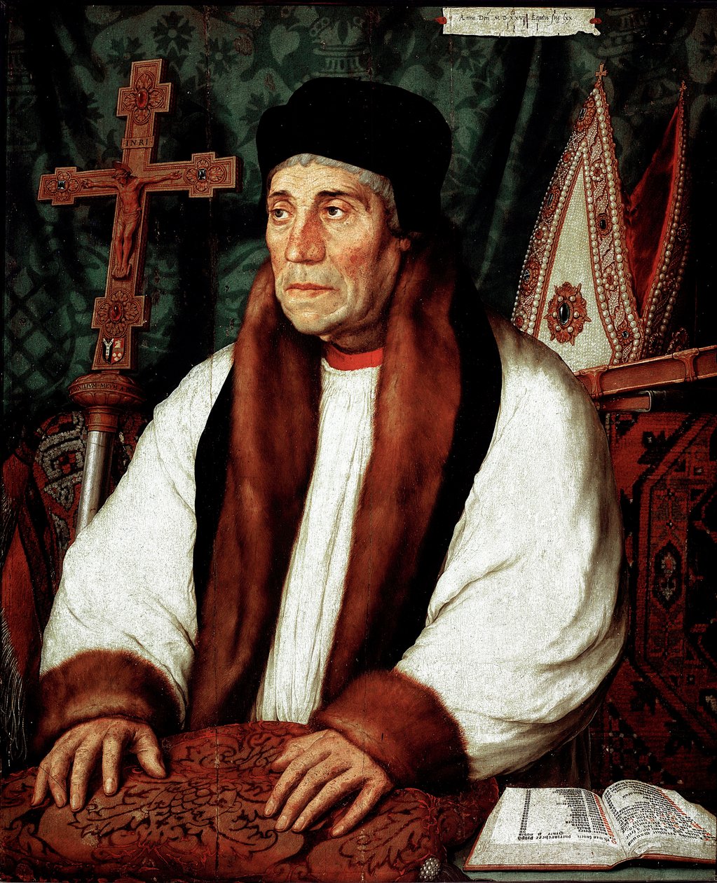 William Warham (1450-1532) portréja, Hans Holbein the Young (1497/8-1543) Canterbury-festményének archívuma 16. századi v. 82x67 cm Párizs, Musee du Louvre alkotó: Hans Holbein der Jüngere
