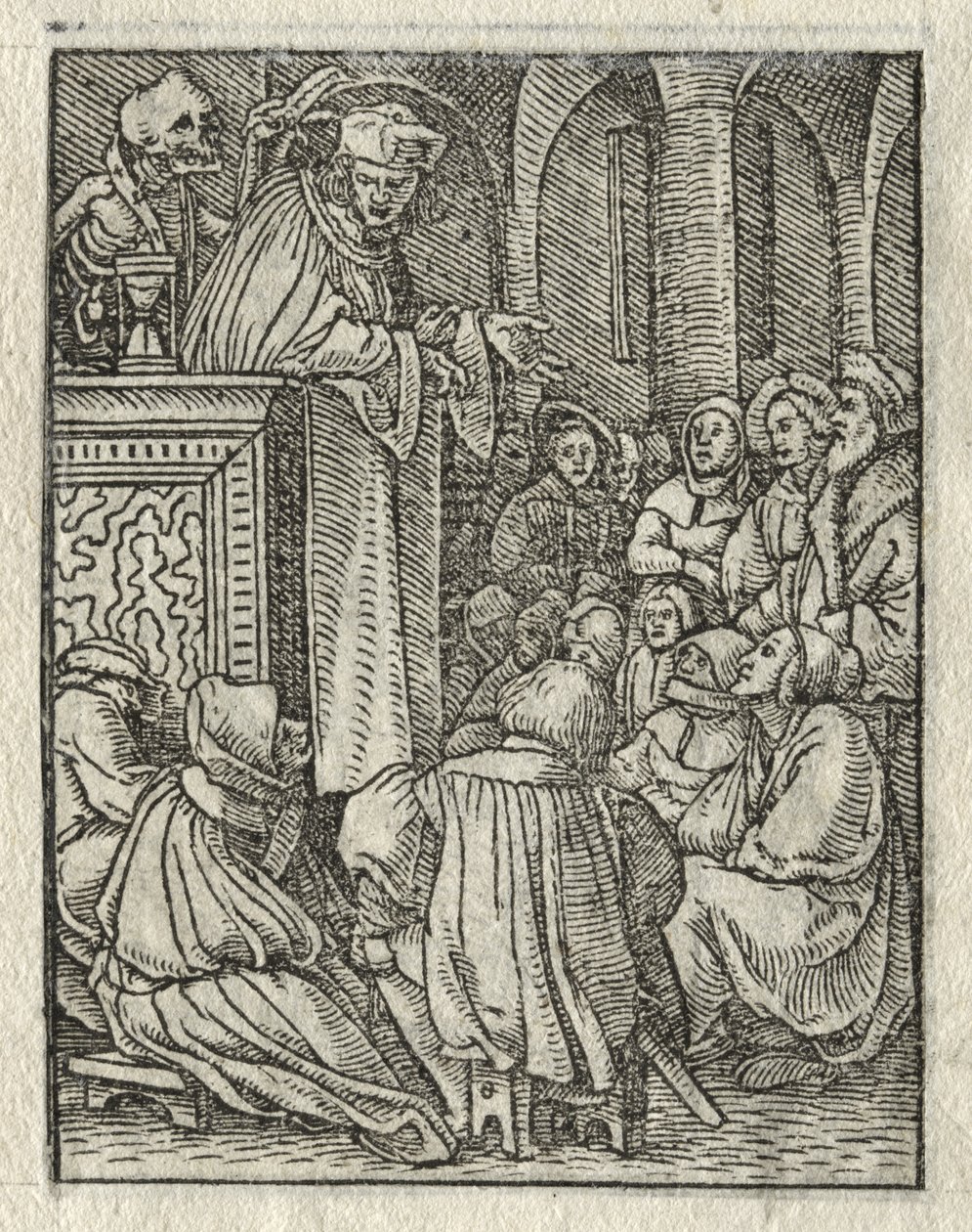 A haláltánc: A prédikátor; A pap alkotó: Hans Holbein the Younger