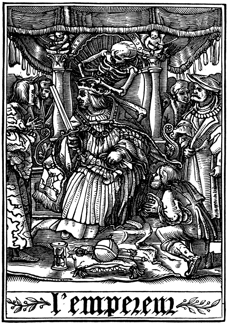 A halál által meglátogatott császár, 1538 alkotó: Hans Holbein der Jüngere