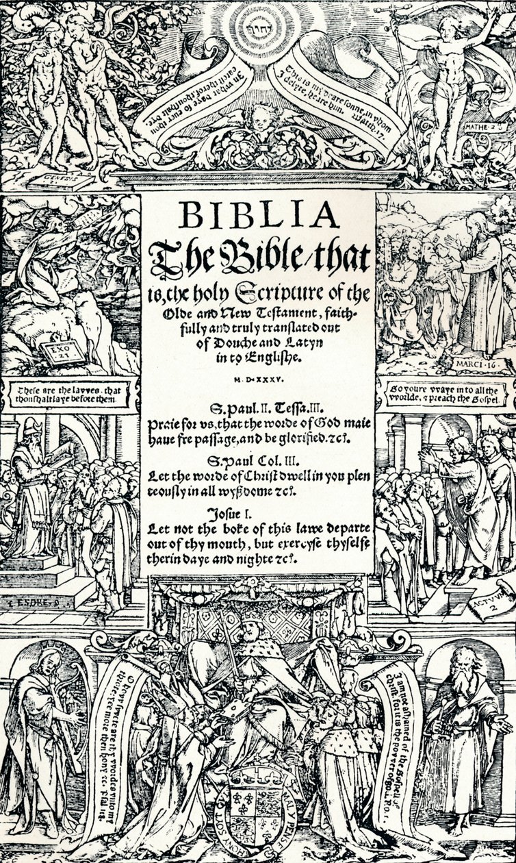 A Coverdales English Bible címlapja, 1535 alkotó: Hans Holbein der Jüngere