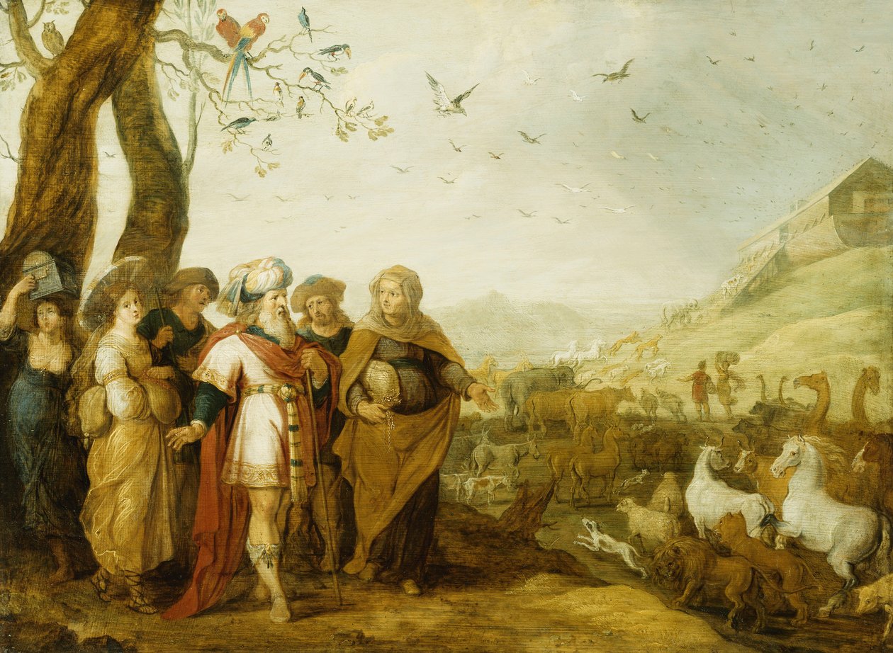 Noé és családja a bárkába való beszállás előtt, alkotó: Hans III Jordaens