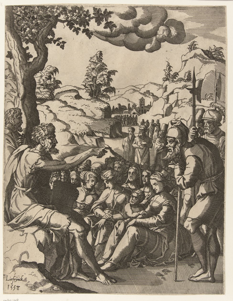 Keresztelő János igehirdetése Keresztelő János élete (sorozat címe) alkotó: Hans Liefrinck (I)