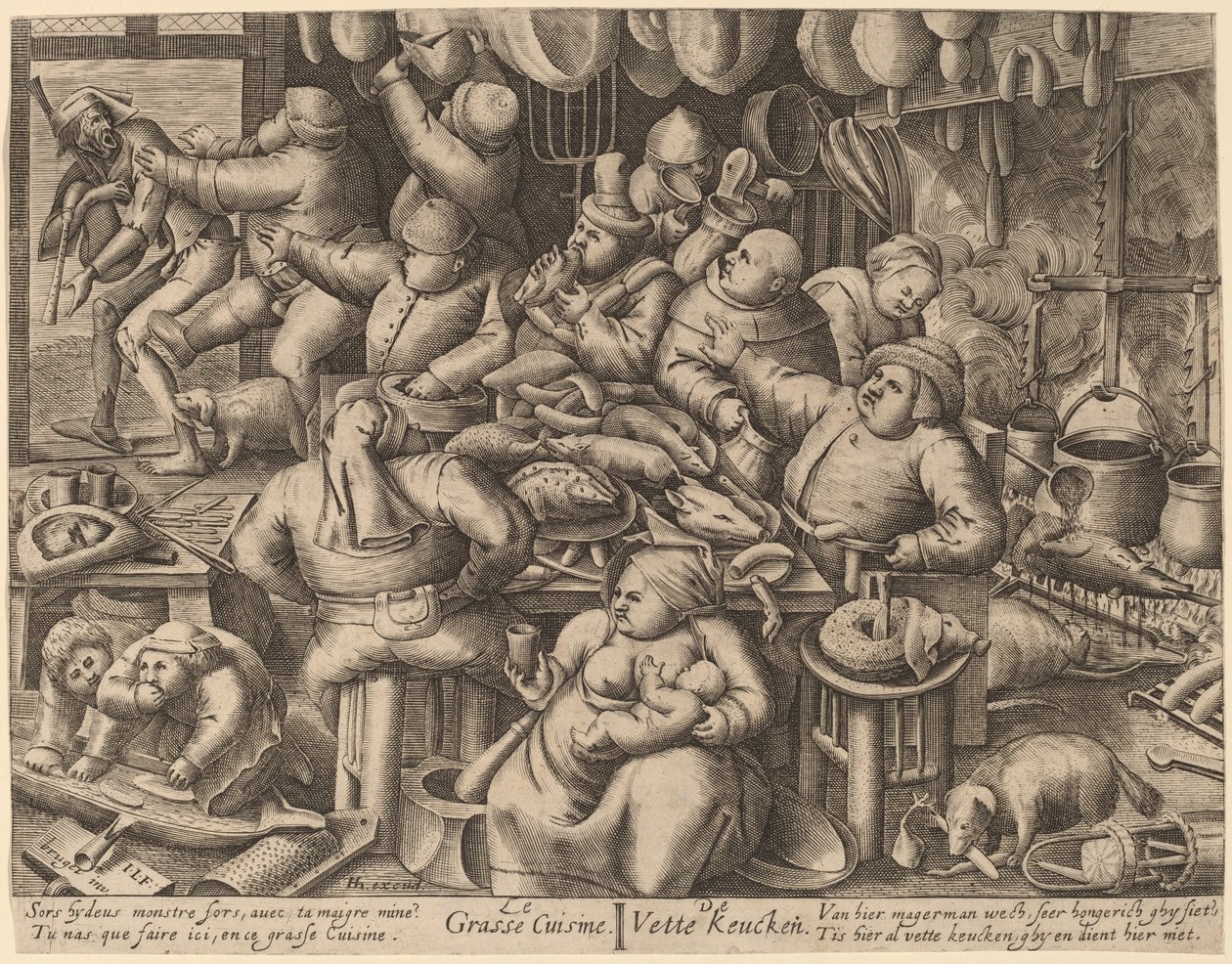 A kövér konyha alkotó: Hans Liefrinck I, after Pieter van der Heyden, after Pieter Bruegel the Elder