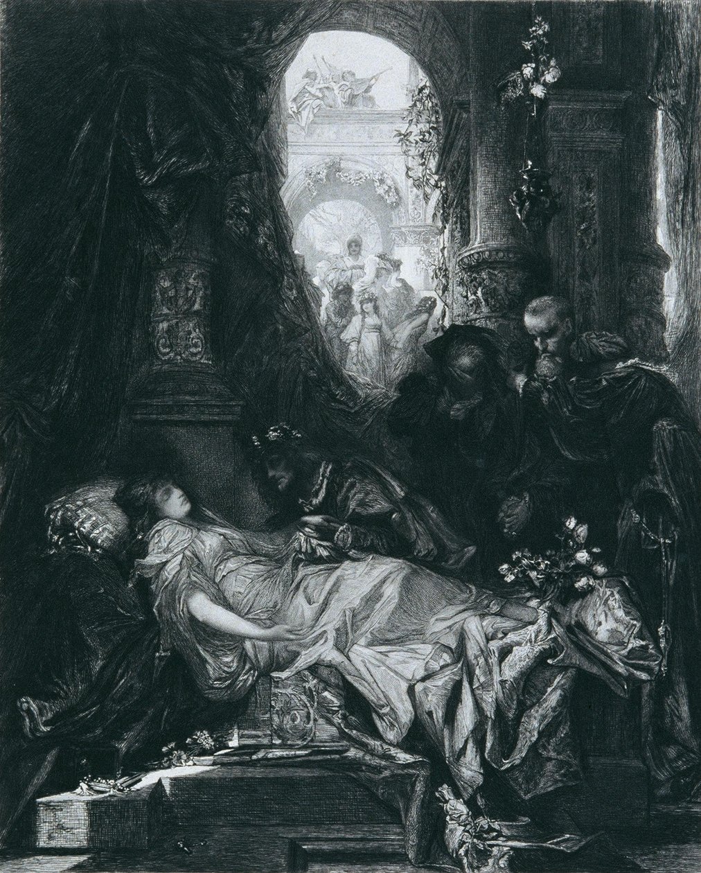 A LÁTSZÓLAG HALOTT JULIA CAPULET alkotó: Hans Makart