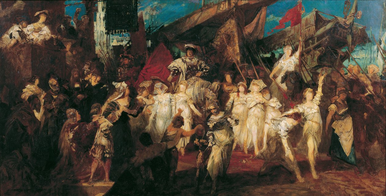V. Károly belépése Antwerpenbe alkotó: Hans Makart