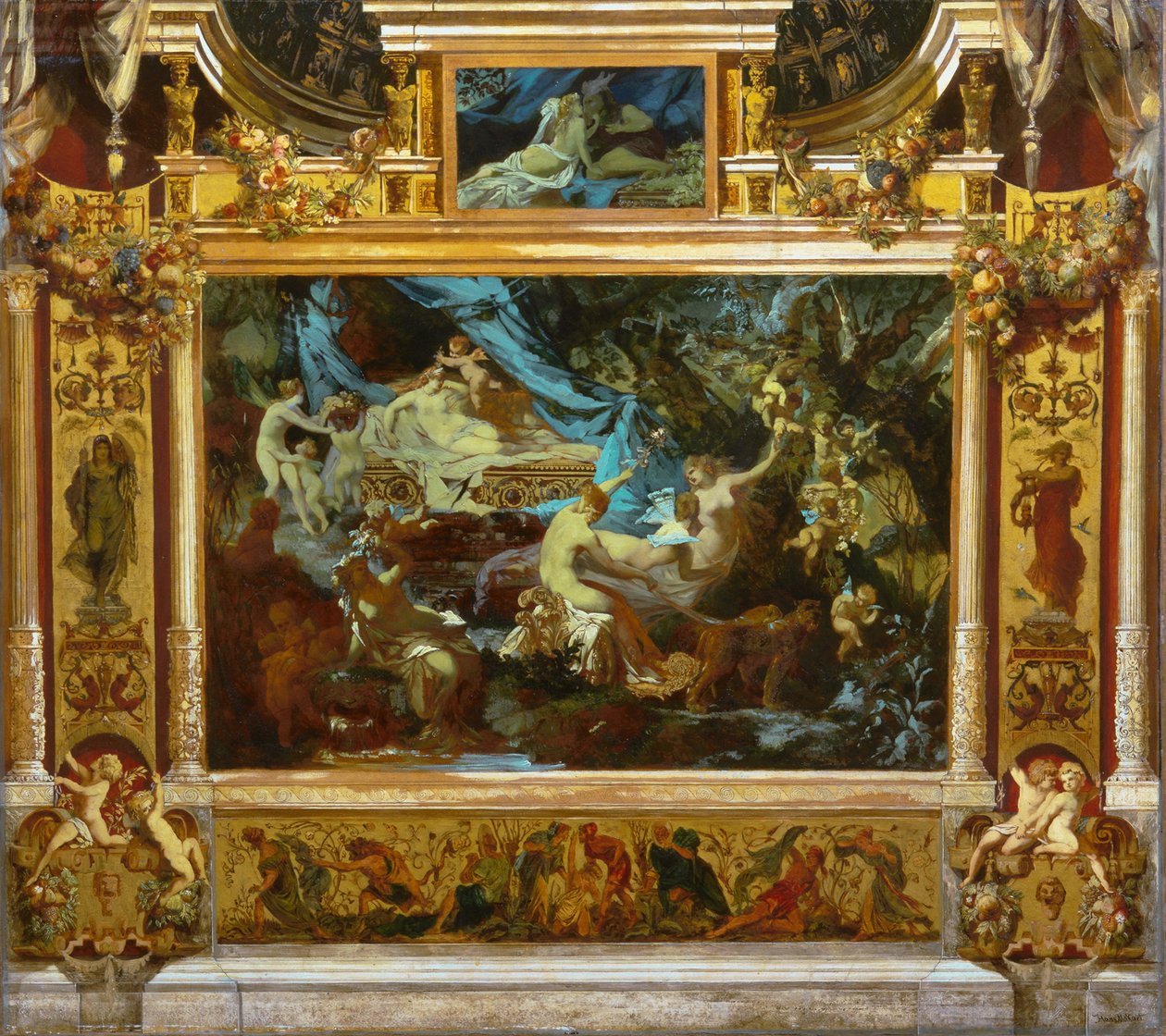 Tervezés a Színházfüggönyhöz Szentivánéji álom, 1872 alkotó: Hans Makart