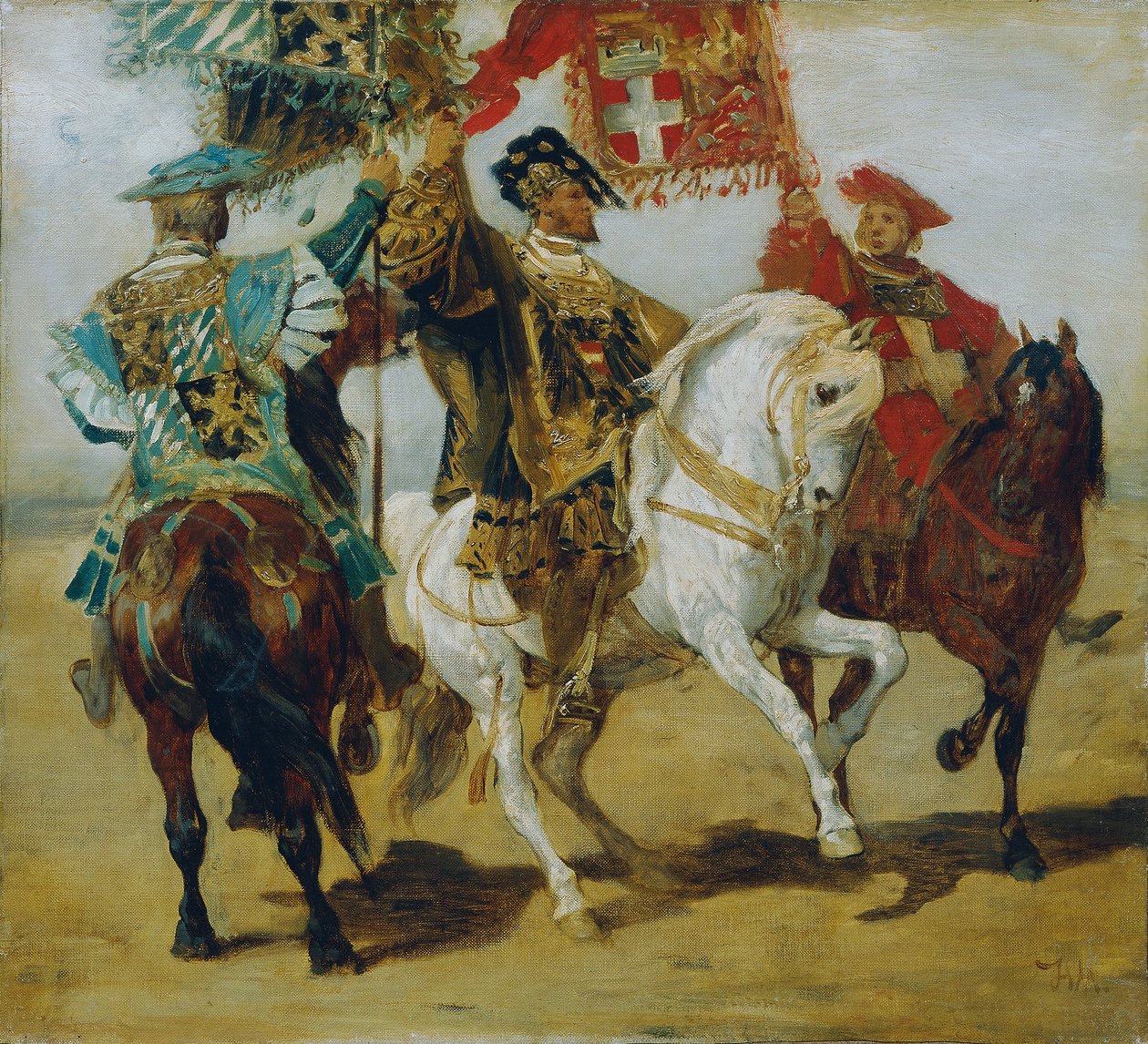 Három szerelt szabványos tartó alkotó: Hans Makart
