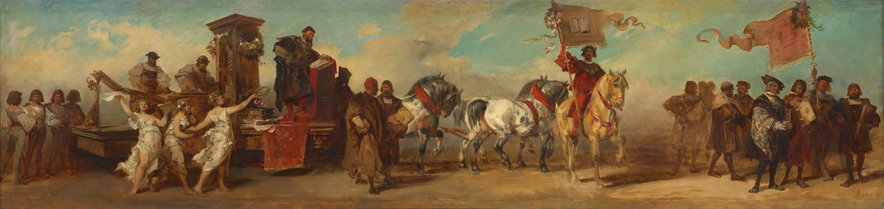 Terv az 1879-es díszmenethez - Nyomdászok, könyv- és műkereskedők alkotó: Hans Makart