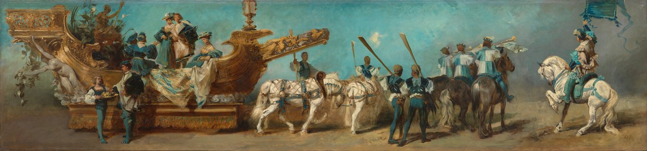 Az 1879-es felvonulás terve – A Duna Gőzhajózási Társaság alkotó: Hans Makart