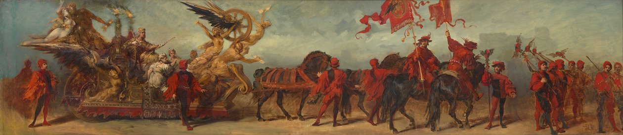 Az 1879-es felvonulás vázlata – A vasutasok alkotó: Hans Makart