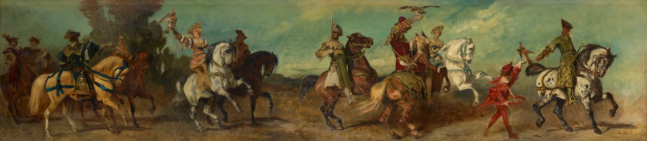 Terv az 1879-es ünnepi menethez - Sólyomvadászat alkotó: Hans Makart