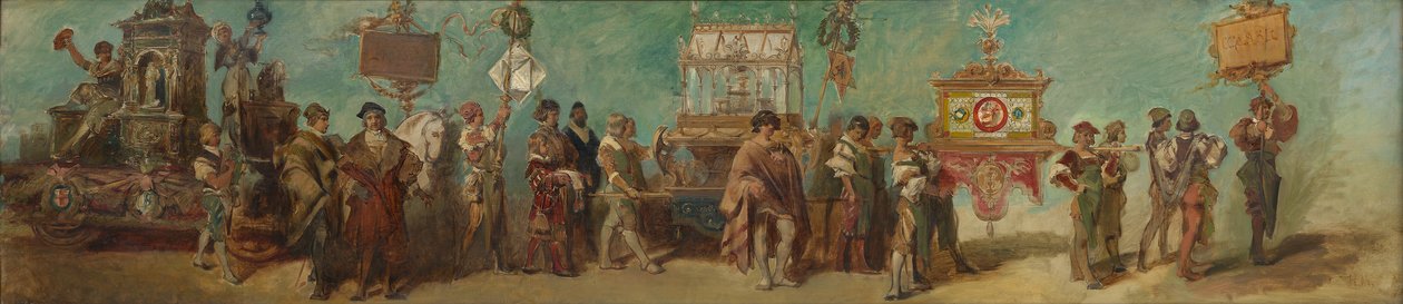 Terv az 1879-es ünnepi felvonuláshoz - A fazekasok és üvegesek alkotó: Hans Makart