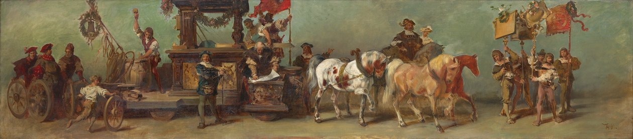 Terv az 1879-es ünnepi menethez - Ácsok, faesztergályosok és kádárok alkotó: Hans Makart
