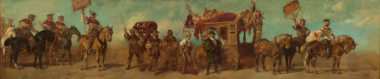 Terv az 1879-es ünnepi menethez - Kocsikészítők, nyergesek, szíjgyártók és táskakészítők alkotó: Hans Makart