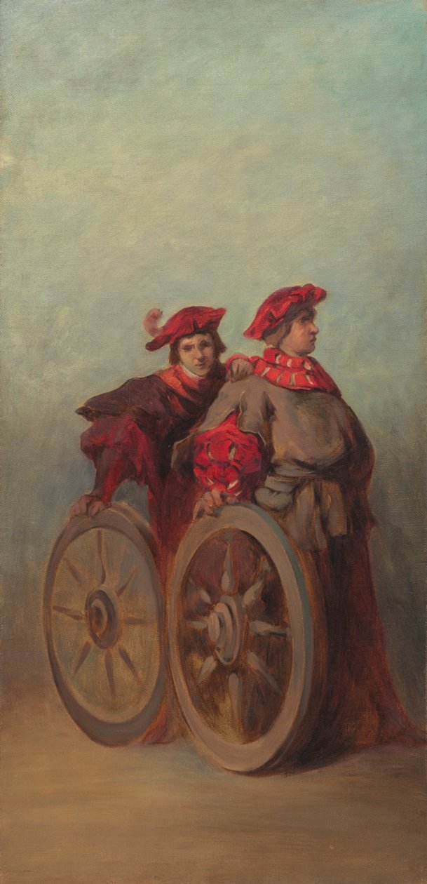 Terv az 1879-es ünnepi felvonuláshoz - Két vándorlegény alkotó: Hans Makart