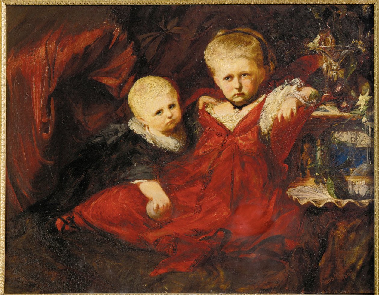 Ida és Risa Ruessemayer, Johann Ruessemayer, a Makart mecénás unokahúgai ... (festmény, vászon) alkotó: Hans Makart