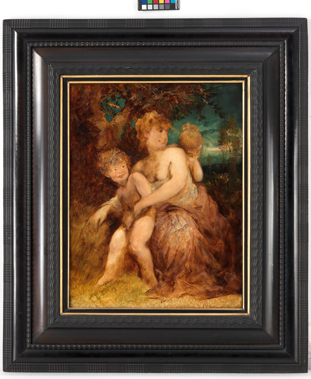 Nimfa két gyermekkel alkotó: Hans Makart