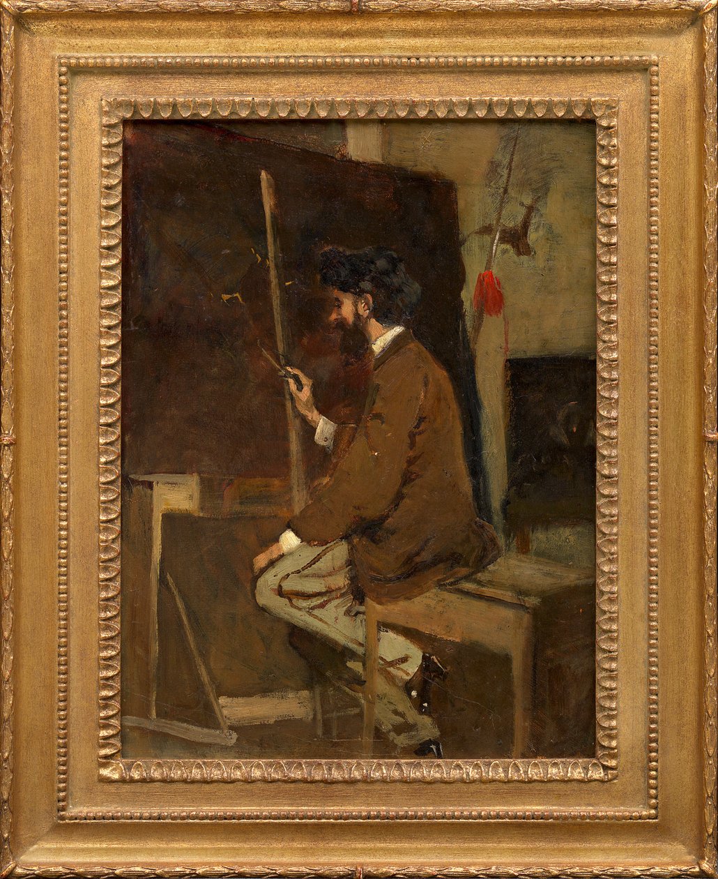 Hans Makart önarcképe festőállvány előtt alkotó: Hans Makart