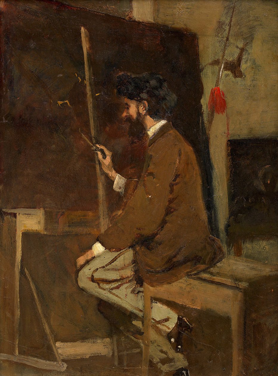 Önarckép a festőállvány előtt, 1868 előtt. alkotó: Hans Makart
