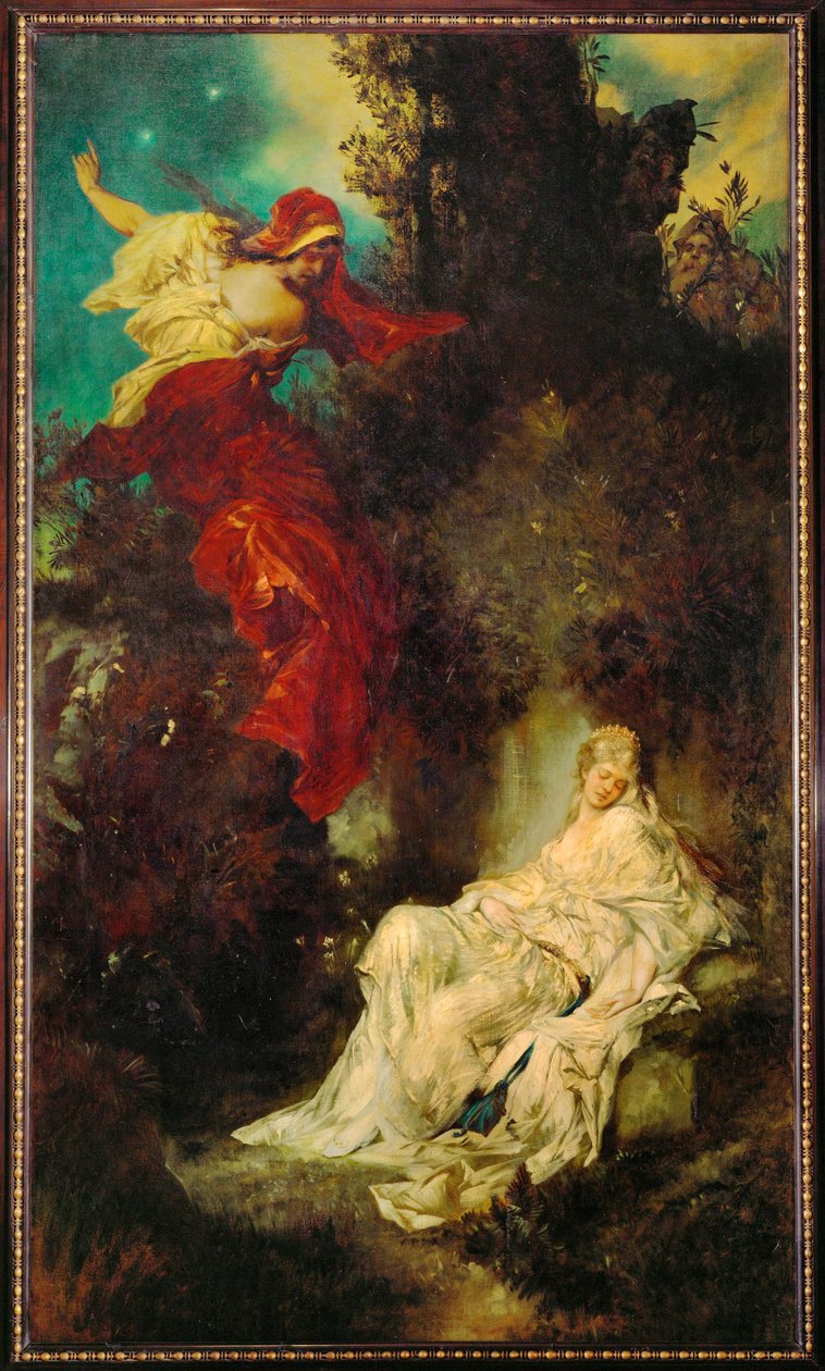 Hófehérke megkapja a mérgezett fésűt ... (festmény vászonra) alkotó: Hans Makart