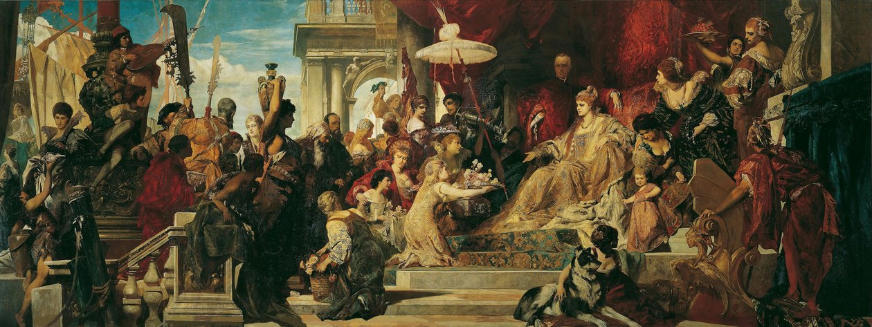 Velence tiszteleg Caterina Cornaro előtt alkotó: Hans Makart