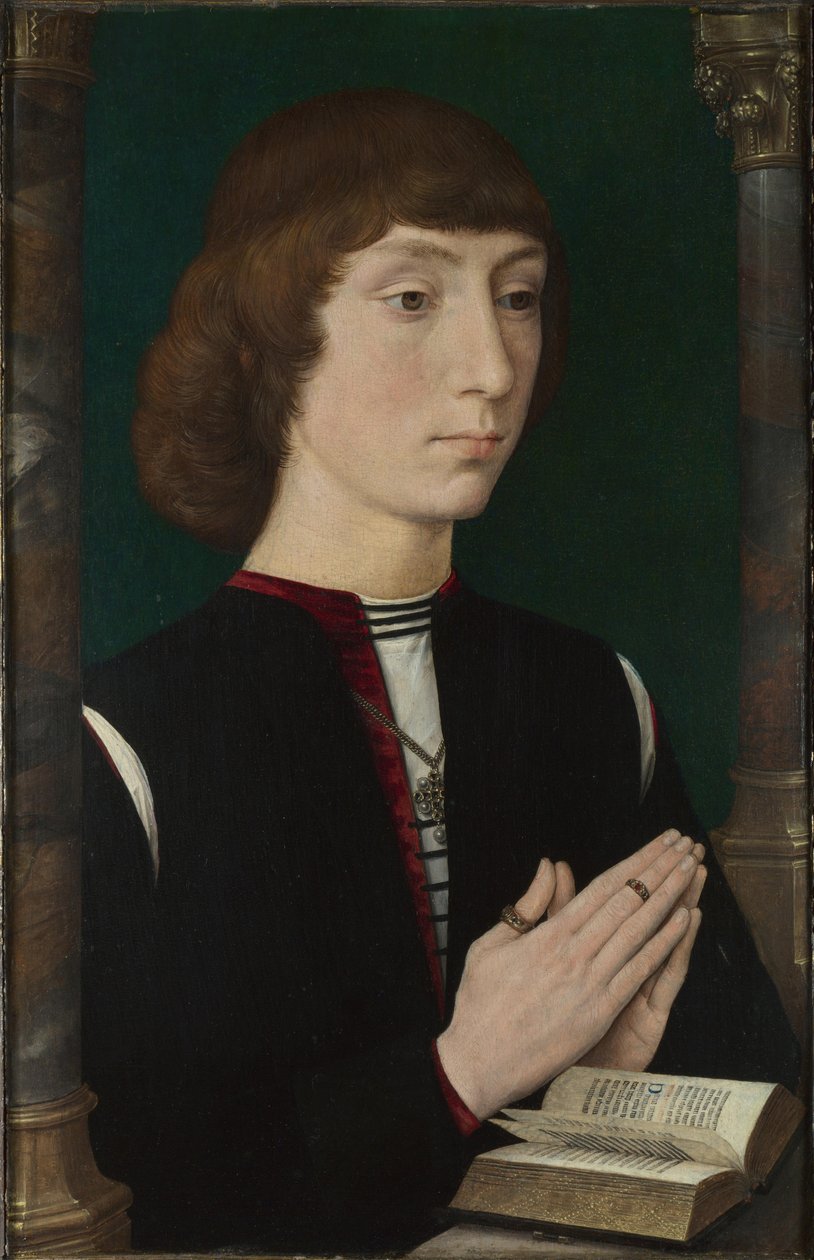 Fiatal férfi imában, 1470-es évek alkotó: Hans Memling