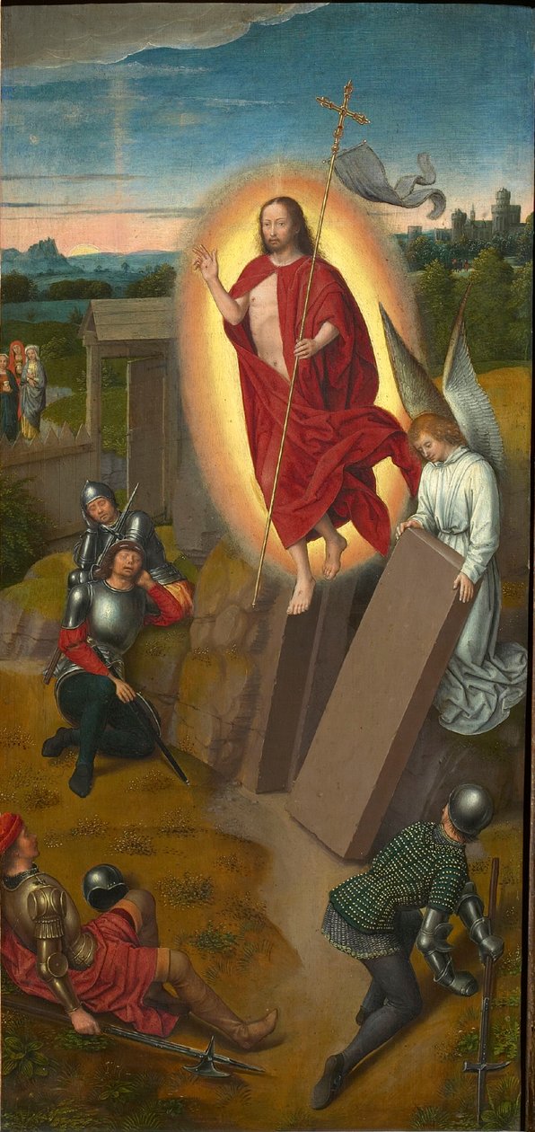Kálvária-triptichon: A feltámadás, jobb szárny, 1480-as évek. alkotó: Hans Memling