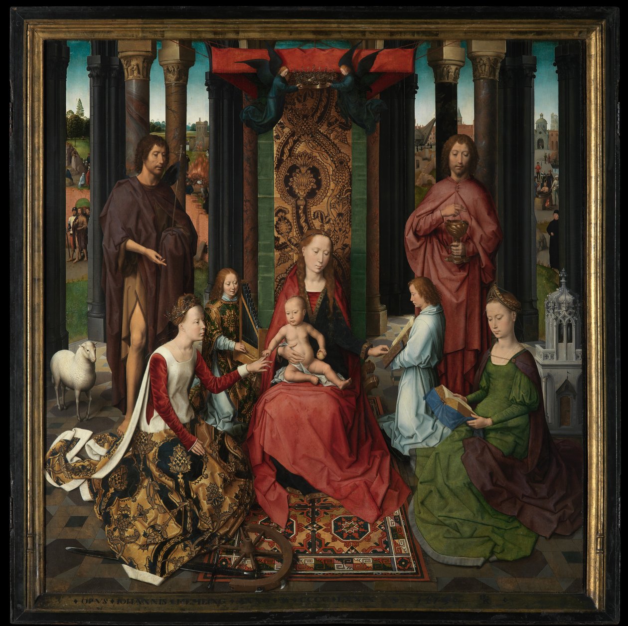 Keresztelő Szent János és Szent János evangélista triptichonjának központi táblája alkotó: Hans Memling