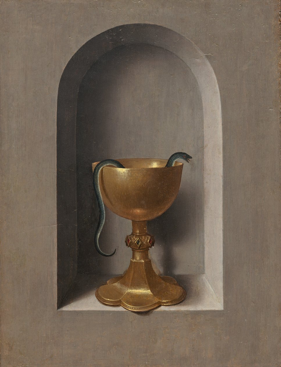 Szent János evangélista kelyhe [fordítva] alkotó: Hans Memling