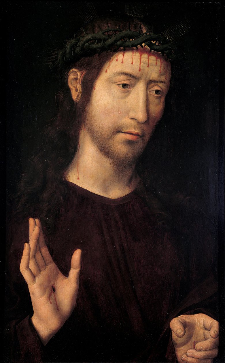 Christ Blessing par Memling, Hans (1433/40-1494). Olaj, fa, méret: 53,4x39,1 alkotó: Hans Memling
