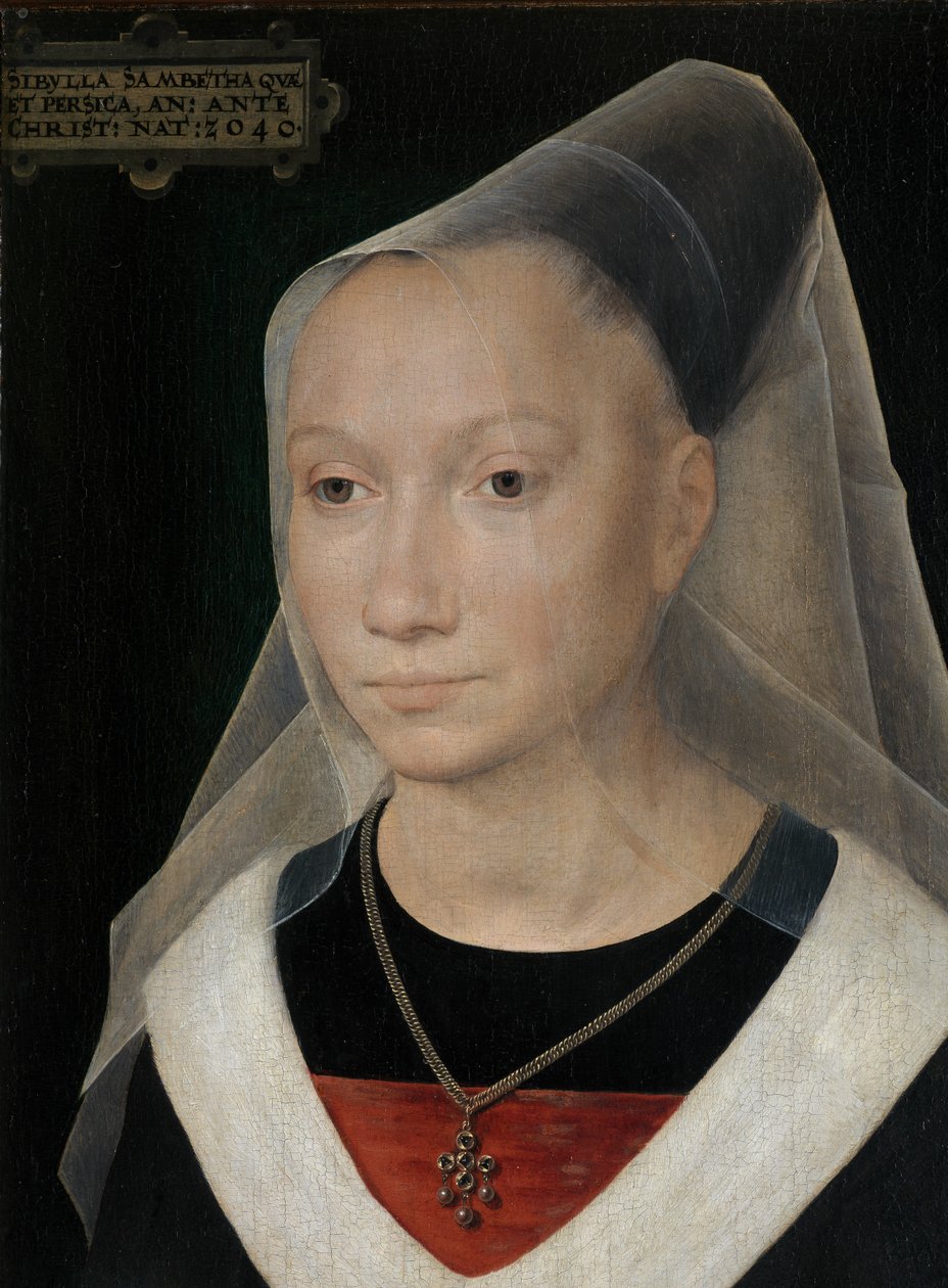 Egy fiatal nő portréjának részlete alkotó: Hans Memling