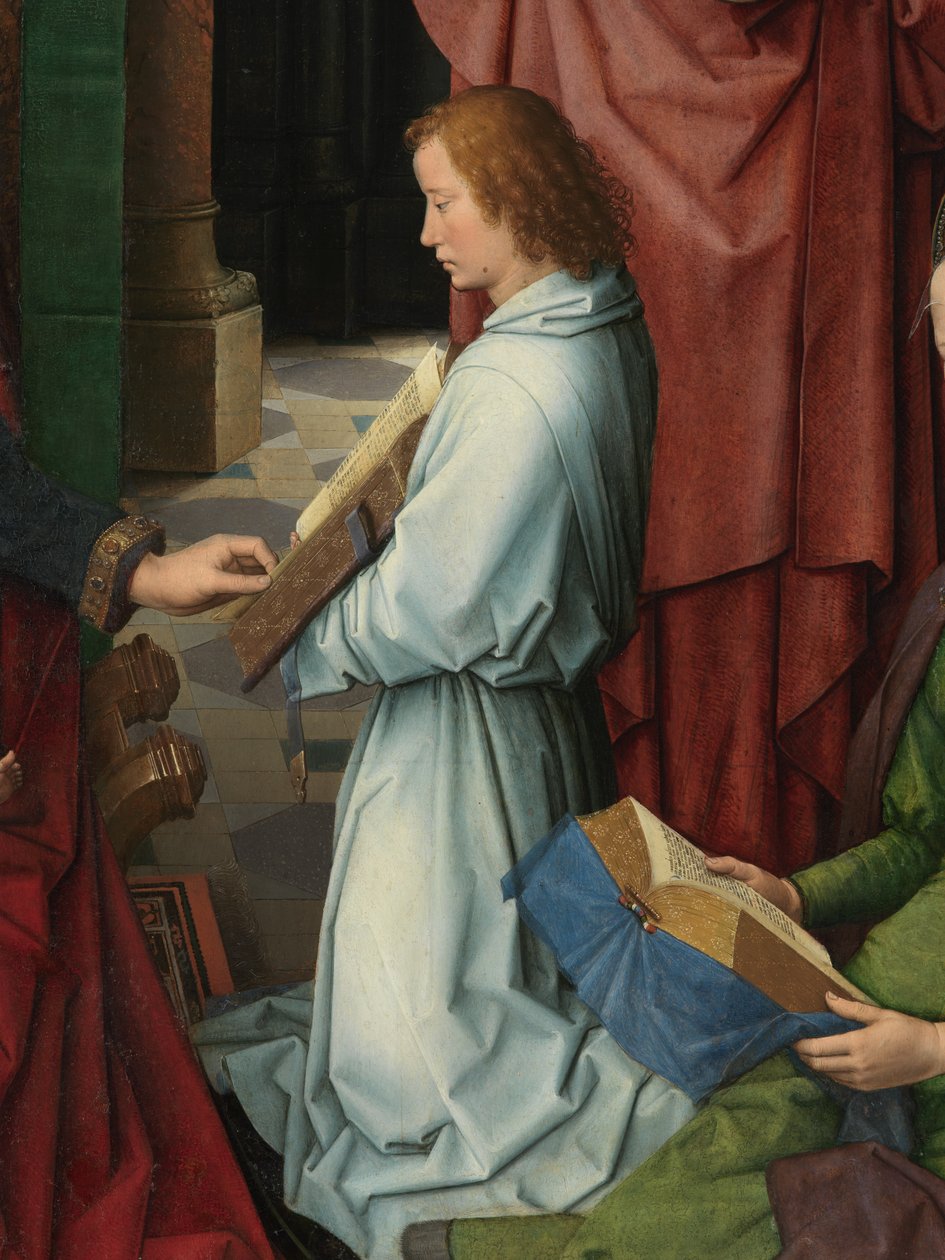 Részlet Keresztelő Szent János és Szent János evangélista triptichonjának központi táblájáról alkotó: Hans Memling
