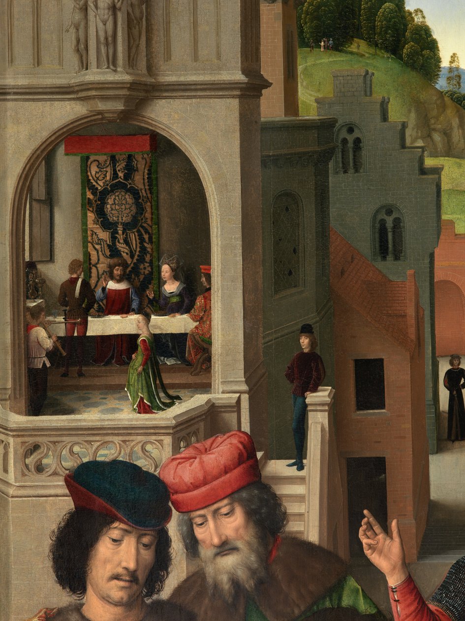 Részlet Keresztelő Szent János és Szent János evangélista triptichonjának bal oldali paneljéről alkotó: Hans Memling