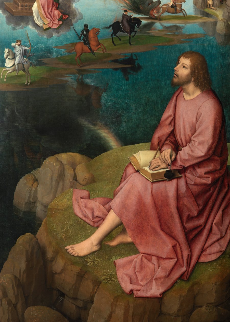 Részlet Keresztelő Szent János és Szent János evangélista triptichonjának jobb oldali táblájáról alkotó: Hans Memling