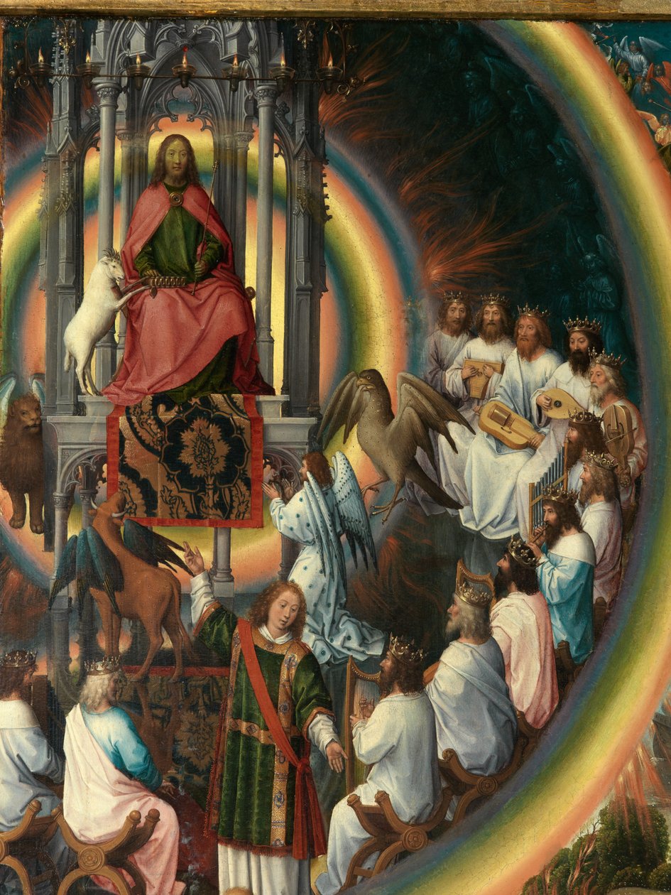 Részlet Keresztelő Szent János és Szent János evangélista triptichonjának jobb oldali táblájáról alkotó: Hans Memling