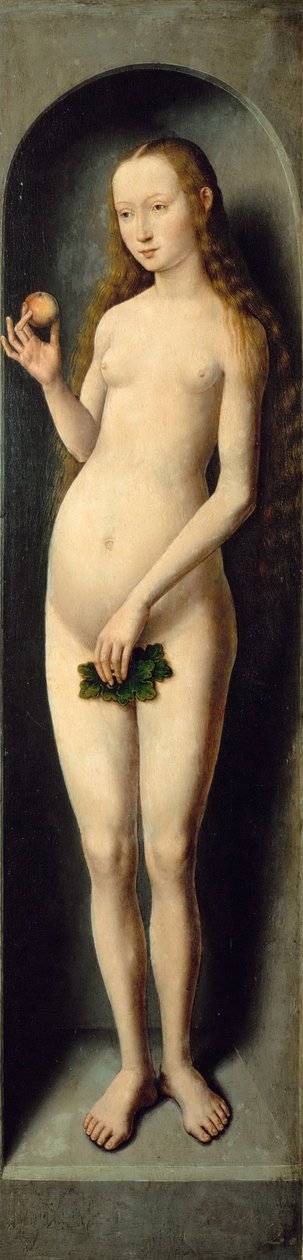 Eve. Keresztelő Szent János kis triptichonjának oldalszárnya - Hans Memling (1433/40-1494). Olaj, fa, kb 1485. Mérete: 69,3x17,3 cm. Művészettörténeti Múzeum, Vienne alkotó: Hans Memling