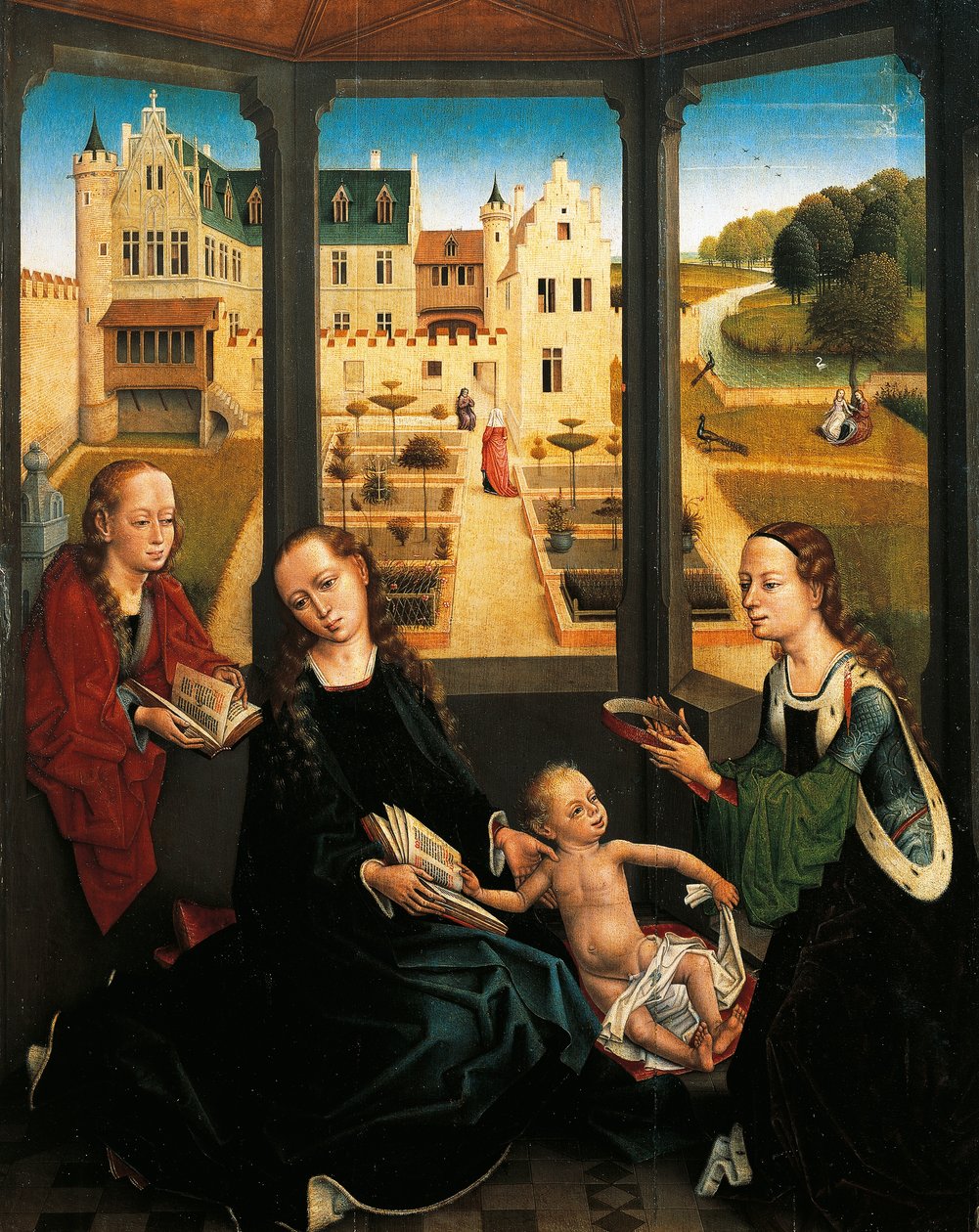 Madonna és a gyermek a kertben alkotó: Hans Memling
