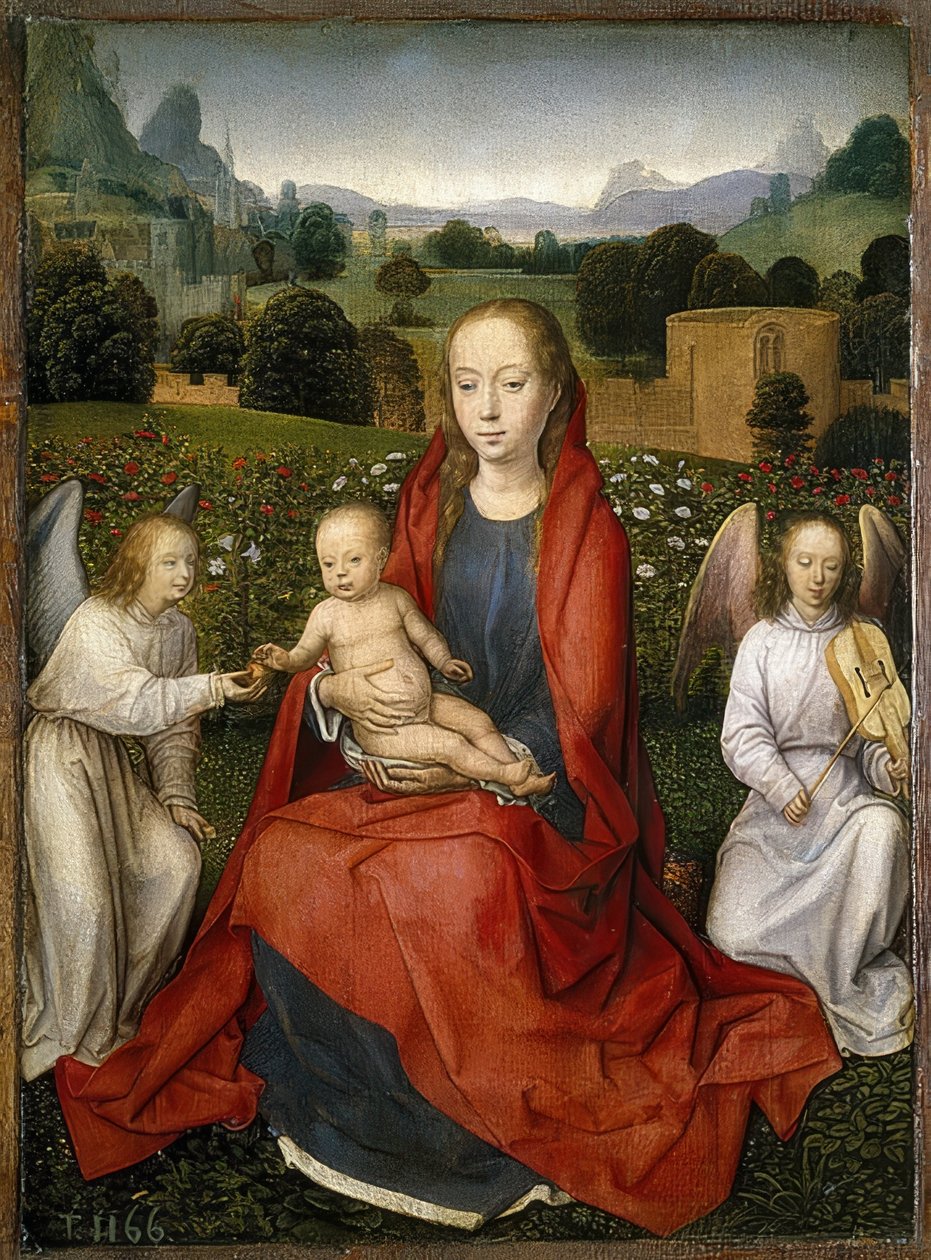 Madonna a gyerekkel és két angyallal. 1480-90 alkotó: Hans Memling