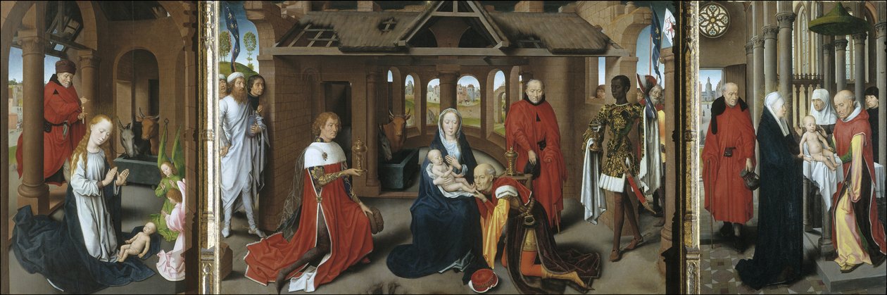 Horoszkóp. A mágusok imádása. Jézus bemutatása a templomban, 1479-1480 alkotó: Hans Memling